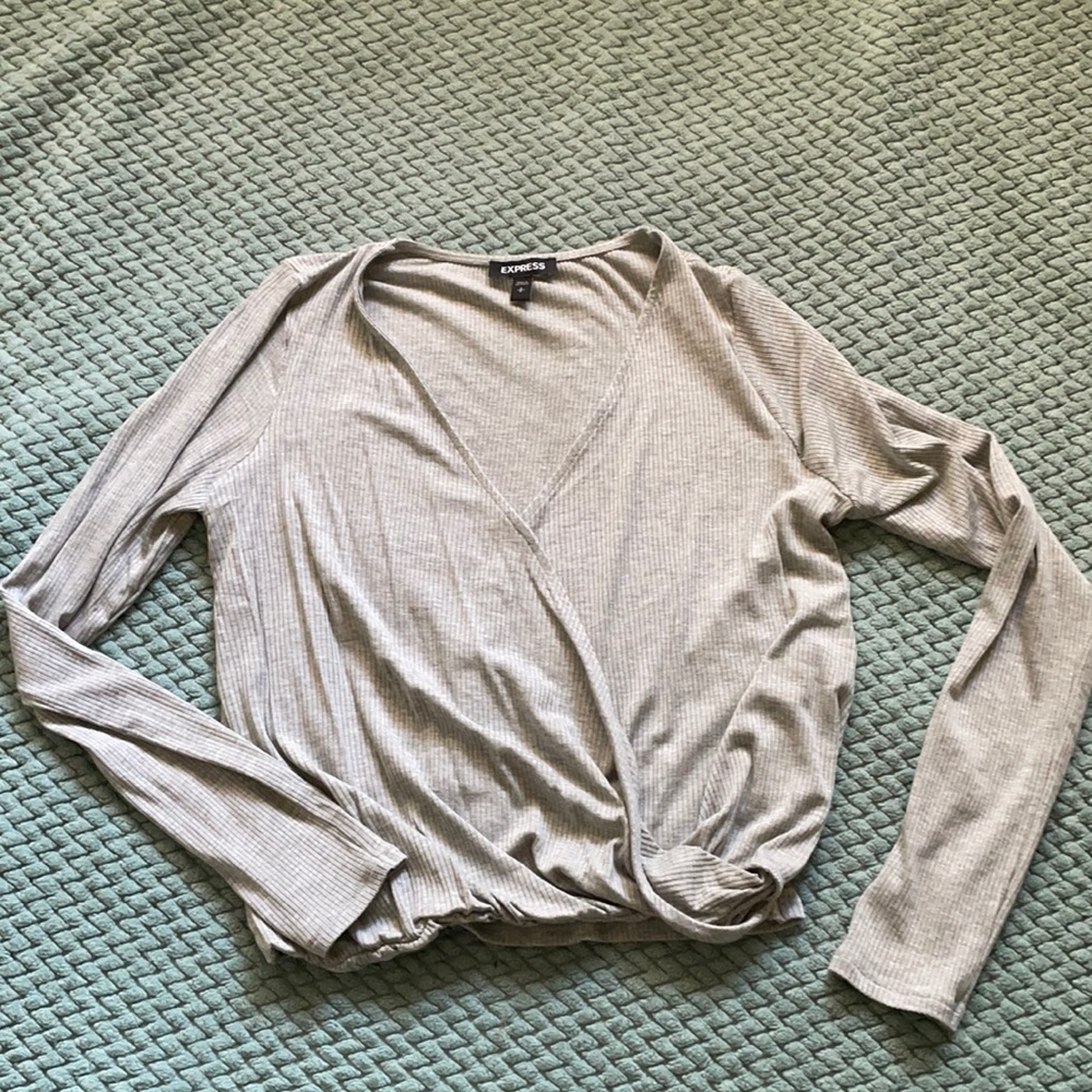 Gray express long sleeve shirt, blouse, sweater